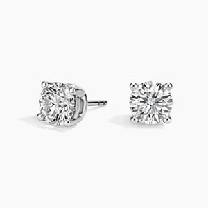 18K White Gold Plated 4 Prong Diamond Created Stud Earring
