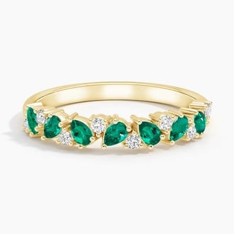 Olivetta Lab Emerald and Diamond Ring in 18K Yellow Gold