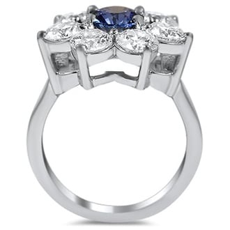 Custom Retro-Style Sapphire and Diamond Ring