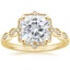 18K Yellow Gold Cadenza Halo Diamond Ring, smalltop view
