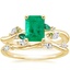 18K Yellow Gold Arden Diamond Ring with Lab Emerald Accents with Winding Willow Diamond Ring
