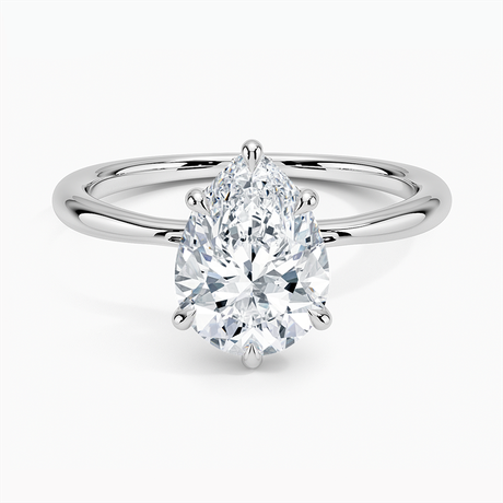 18K White Gold Freesia Hidden Halo Diamond Ring