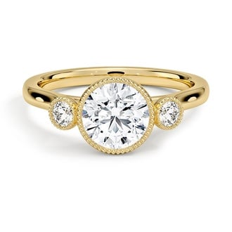 Custom Round Bezel Three Stone Diamond Ring