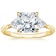 18K Yellow Gold Luxe Trillion Cut Three Stone Diamond Ring, smalltop view