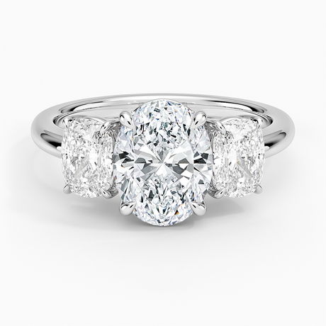 18K White Gold Luxe Faye Elongated Cushion Three Stone Diamond Ring (1 ct. tw.)