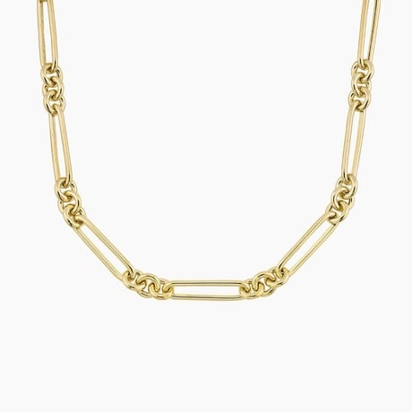 16 in. Mixed Link Paperclip Chain Necklace in 14K Yellow Gold