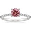 18K White Gold Petite Shared Prong Half Coverage Diamond Ring, smalltop view