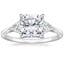 18K White Gold Luxe Trillion Cut Three Stone Diamond Ring, smalltop view