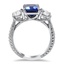 Emerald Cut Sapphire Three Stone Ring, smallside view