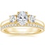18K Yellow Gold Petite Three Stone Trellis Diamond Ring (1/3 ct. tw.) with Luxe Ballad Diamond Ring (1/4 ct. tw.)