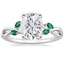 18K White Gold Willow Ring With Lab Emerald Accents, smalltop view