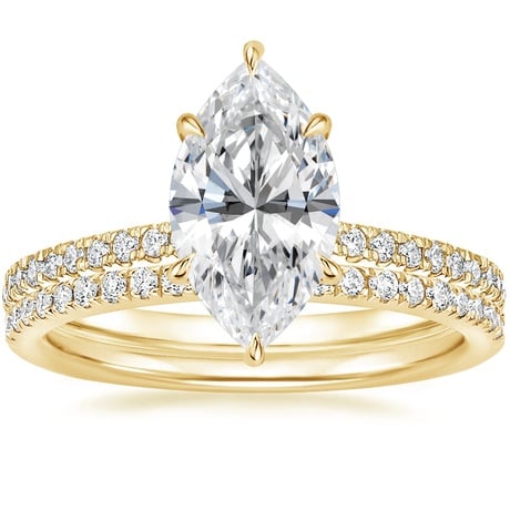 18K Yellow Gold Petite Demi Diamond Ring with Ballad Diamond Ring