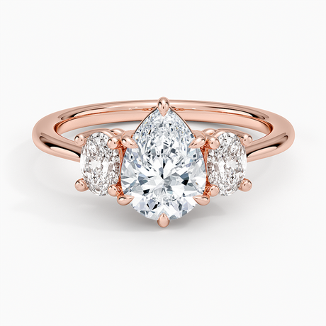 14K Rose Gold Oval-Cut Three Stone Diamond Ring (1/2 ct. tw.)