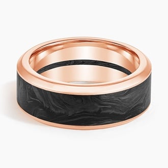 Blaze Black 8mm Wedding Ring in 14K Rose Gold