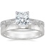 18K White Gold Elsie Ring with 2.5mm Hammered Quattro Wedding Ring