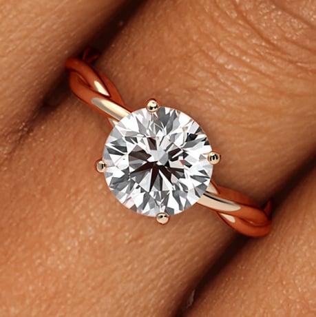 14K Rose Gold Twisted Vine Solitaire Ring
