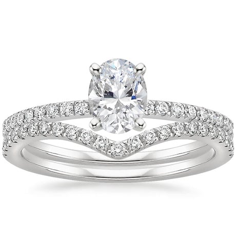 18K White Gold Ballad Diamond Ring (1/8 ct. tw.) with Flair Diamond Ring (1/6 ct. tw.)