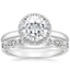 18KW Moissanite Halo Diamond Ring (1/6 ct. tw.) with Tiara Diamond Ring (1/10 ct. tw.), smalltop view