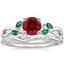 Platinum Willow Ring With Lab Emerald Accents with Winding Willow Diamond Ring (1/8 ct. tw.)