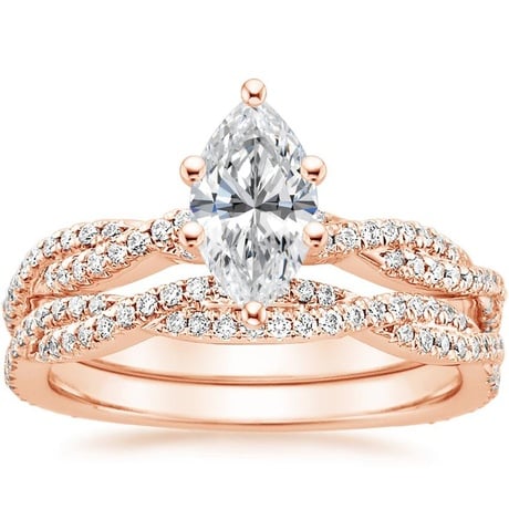14K Rose Gold Petite Luxe Twisted Vine Bridal Set (1/2 ct. tw.)