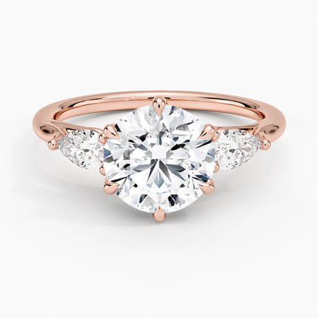 14K Rose Gold Luxe Delilah Three Stone Pear Diamond Ring