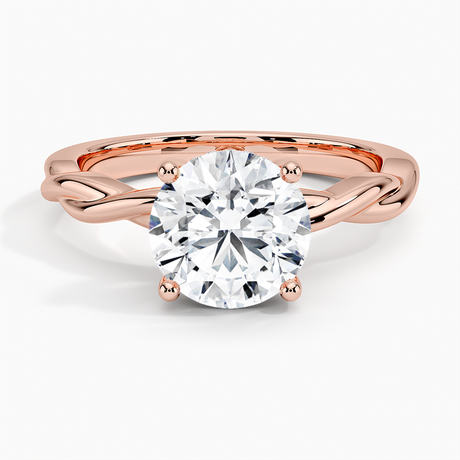 14K Rose Gold Twisted Vine Hidden Halo Diamond Ring
