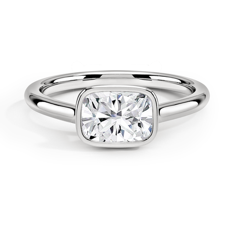 18K White Gold Luna East-West Bezel Solitaire Ring