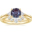 18K Yellow Gold Trillion Three Stone Diamond Engagement Ring with Hadley Contoured Diamond Ring
