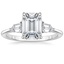 18K White Gold Bullet Shape Three Stone Diamond Ring, smalltop view