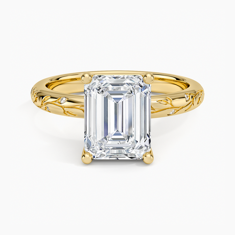 Verdure Engraved Diamond Solitaire Ring