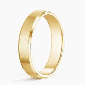Beveled Edge Matte 4mm Wedding Ring in 18K Yellow Gold