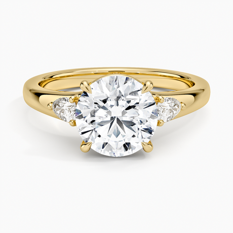 18K Yellow Gold Aria Three Stone Signet Diamond Ring (1/4 ct. tw.)