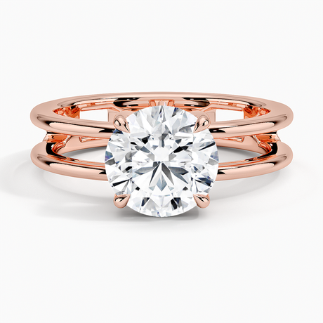 14K Rose Gold Aimee Open Double Band Solitaire Ring