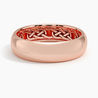 Hidden Celtic Knot 6mm Wedding Ring in 14K Rose Gold
