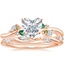 14K Rose Gold Arden Diamond Ring with Lab Emerald Accents with Winding Willow Diamond Ring