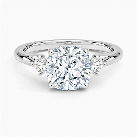 18K White Gold Floating Three Stone Diamond Ring