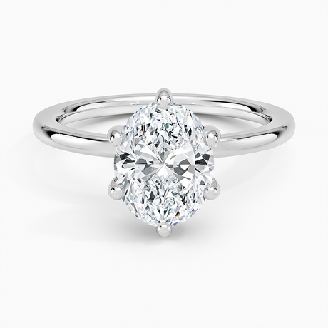 18K White Gold Sydney Perfect Fit Hidden Halo Six-Prong Diamond Ring