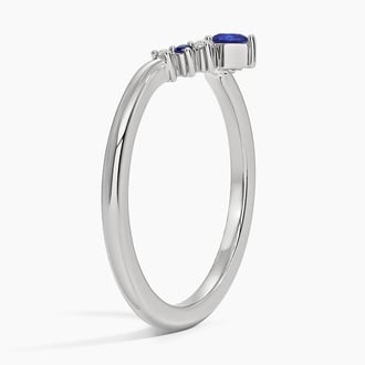 Lunette Sapphire and Diamond Contoured Ring in 18K White Gold