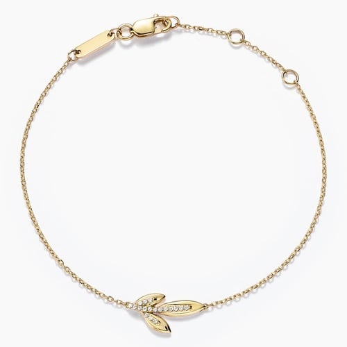 Jane Goodall Olive Branch Lab Diamond Bracelet in 14K Yellow Gold