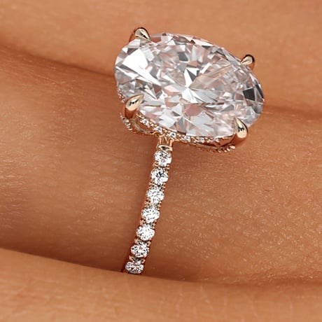 14K Rose Gold Viviana Half Coverage Diamond Ring