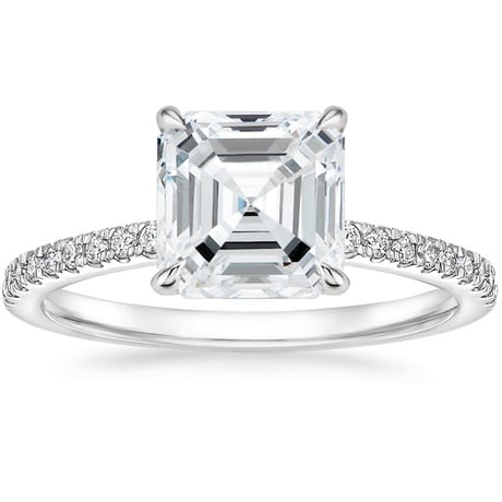 18K White Gold Petite Demi Diamond Ring with Ballad Diamond Ring