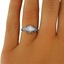 The Monica Ring, smalltop view on a hand