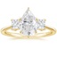 18K Yellow Gold Princess Cut Three Stone Diamond Ring, smalltop view
