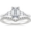 18K White Gold Bullet Shape Three Stone Diamond Ring with Flair Diamond Ring (1/6 ct. tw.)