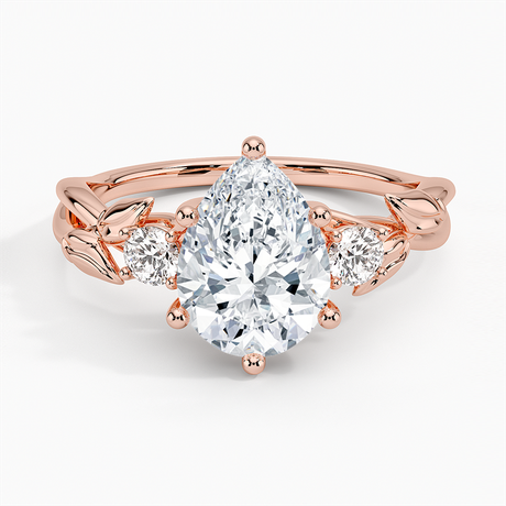14K Rose Gold Budding Willow Three Stone Diamond Ring
