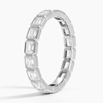 East-West Bezel Emerald Cut Eternity Lab Diamond Ring in Platinum