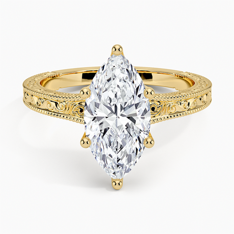 18K Yellow Gold Hudson Engraved Ring