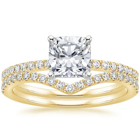 18K Yellow Gold Ballad Diamond Ring (1/8 ct. tw.) with Flair Diamond Ring (1/6 ct. tw.)