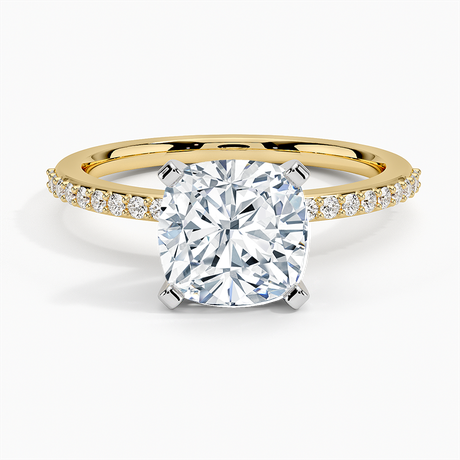 18K Yellow Gold Delicate Shared Prong Diamond Ring