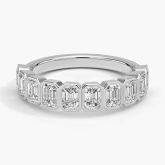 Bezel Emerald-Cut Lab Diamond Ring (1 1/2 ct. tw.) in Platinum